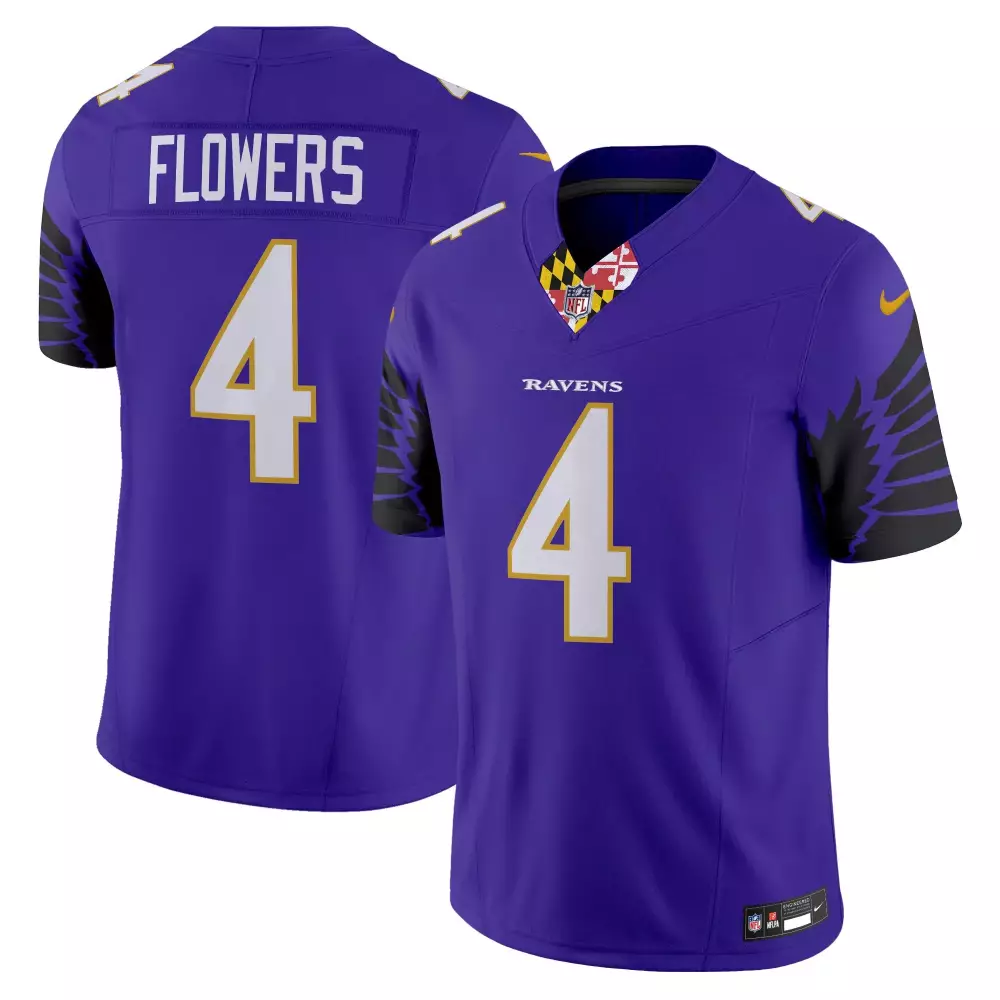 Zay Flowers 4 Ravens Jersey Purple Baltimore Men White Gold Black Vapor Limited All