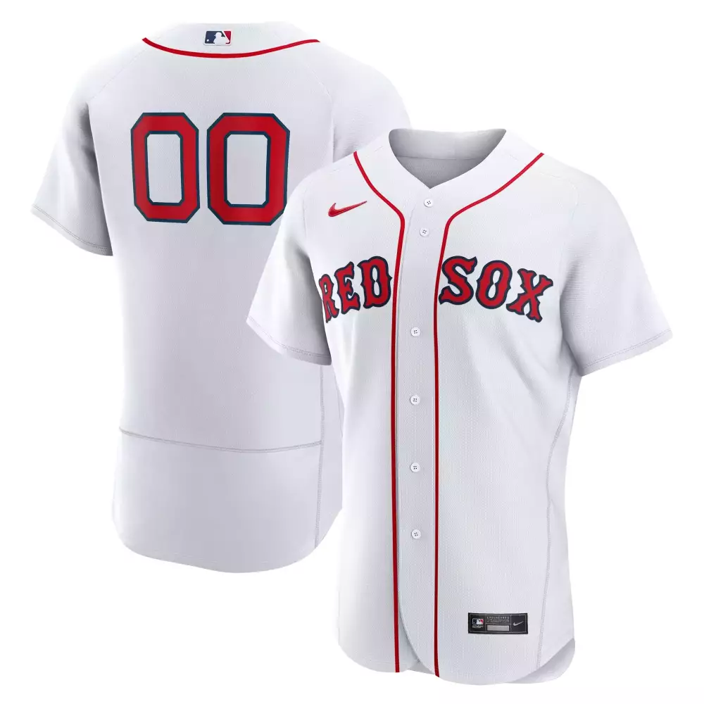 Red Sox Jersey White Navy Custom All Stitched Vapor