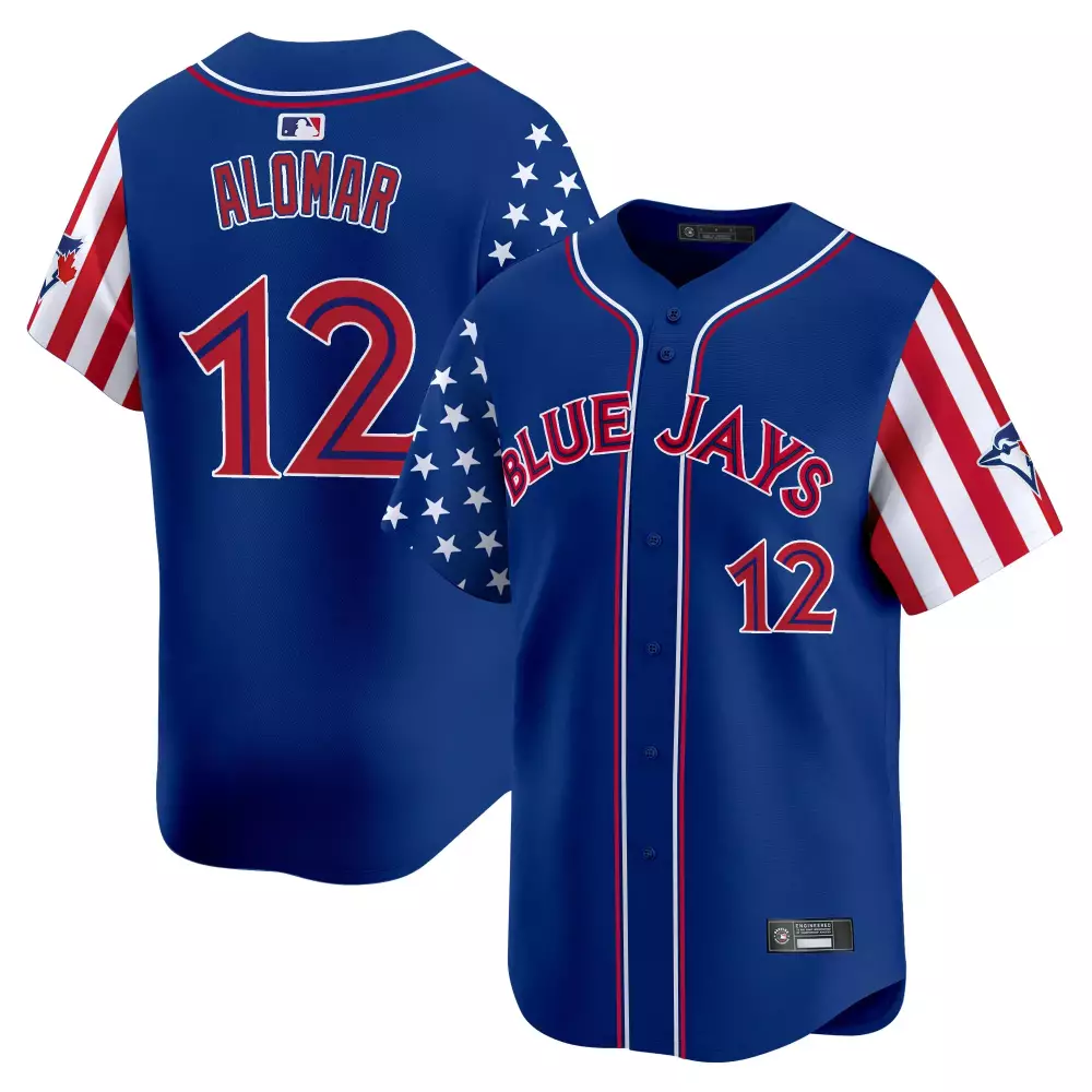 Alomar Independence 12 Blue Jays Jersey Royal Men Alternate Custom Design Red White