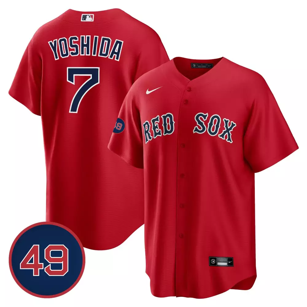 Masataka Yoshida 7 Boston Red Sox Jersey Number 49 Men Navy Blue White Cool Base