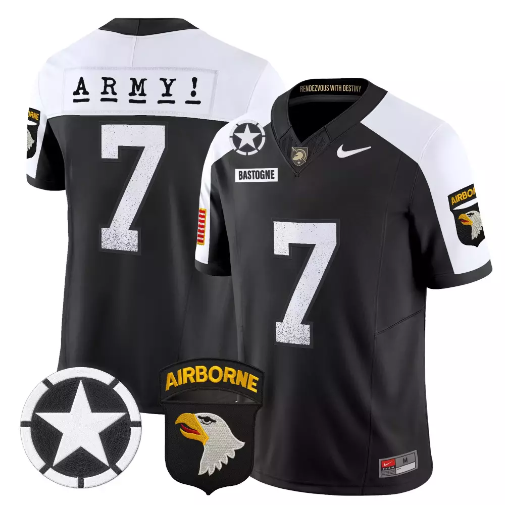 Reynolds Army 7 Jersey Black Rendezvous With Destiny Knights Airborne Division Bastogne