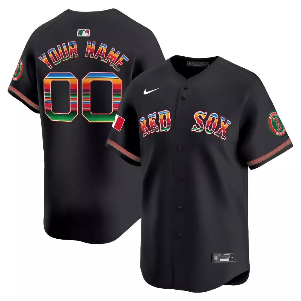 Custom Boston Red Sox Jersey Black City Connect Men Split Design White Green Yellow