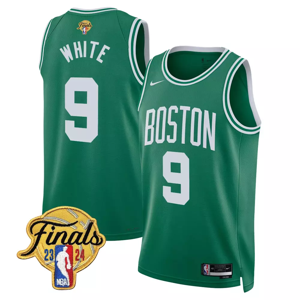 Derrick White 9 Boston Celtics Jersey Green 2024 NBA Finals Men Icon Swingman v2