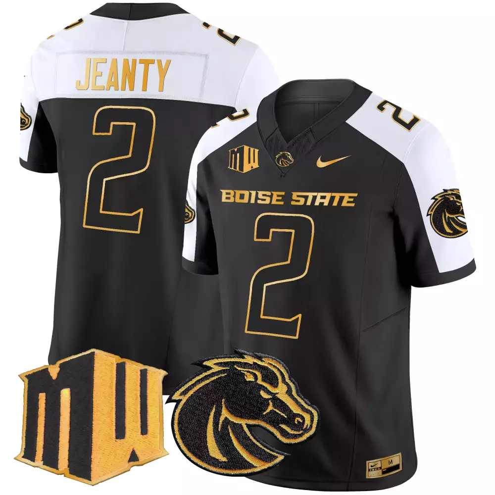 Jeanty Boise 2 State Jersey Black Broncos Mw Men White Gold Stitched Vapor Embroidered