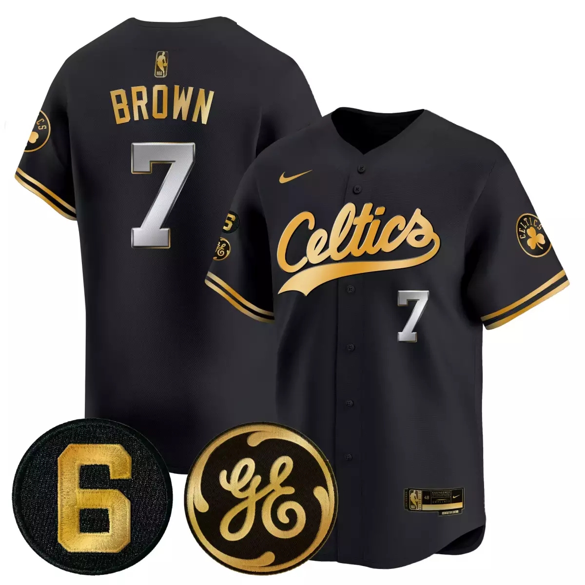 Brown 7 Celtics Jersey Black Ge Number 2023 Men Gold Silver All Stitched