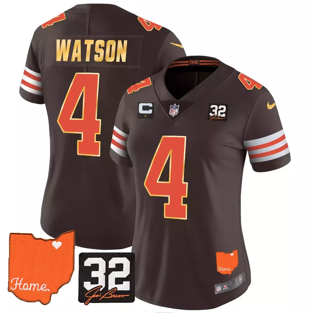 Deshaun Watson 4 Browns Jersey Brown 1946 Ohio Shape Heart 32 Signature Men Orange