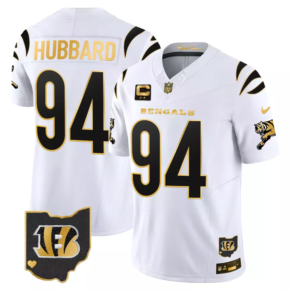 Sam Hubbard 94 Bengals Jersey White Black And Gold Ohio State Men Vapor Limited All