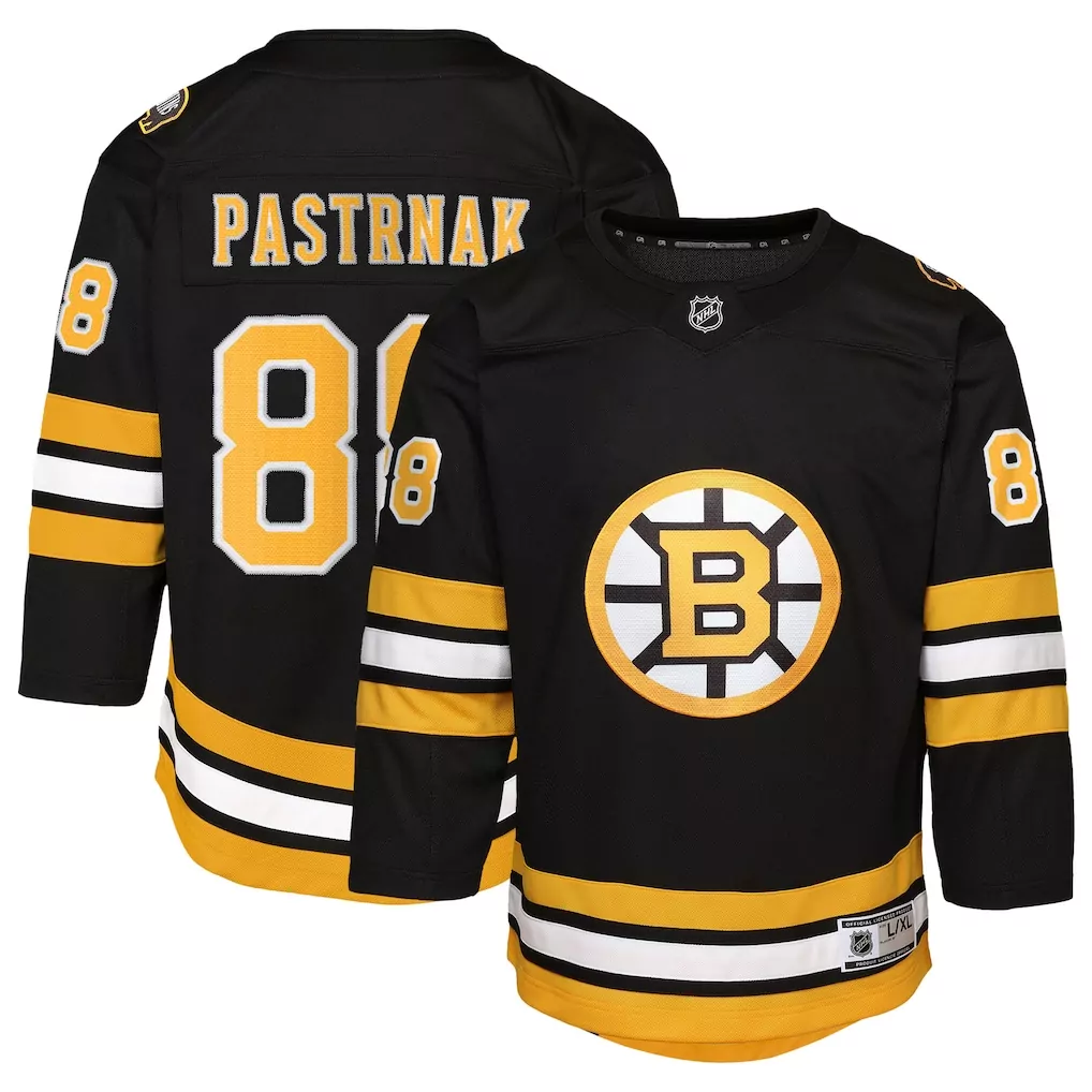 David Pastrnak 88 Boston Bruins Jersey Black Men Gold White Home Premier