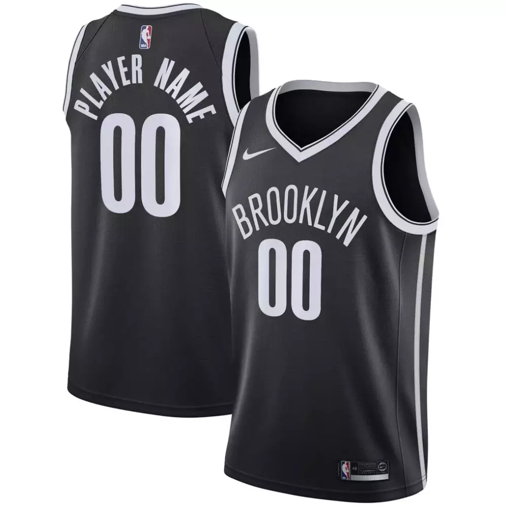 Brooklyn Nets Jersey Black Men White Swingman Custom Icon