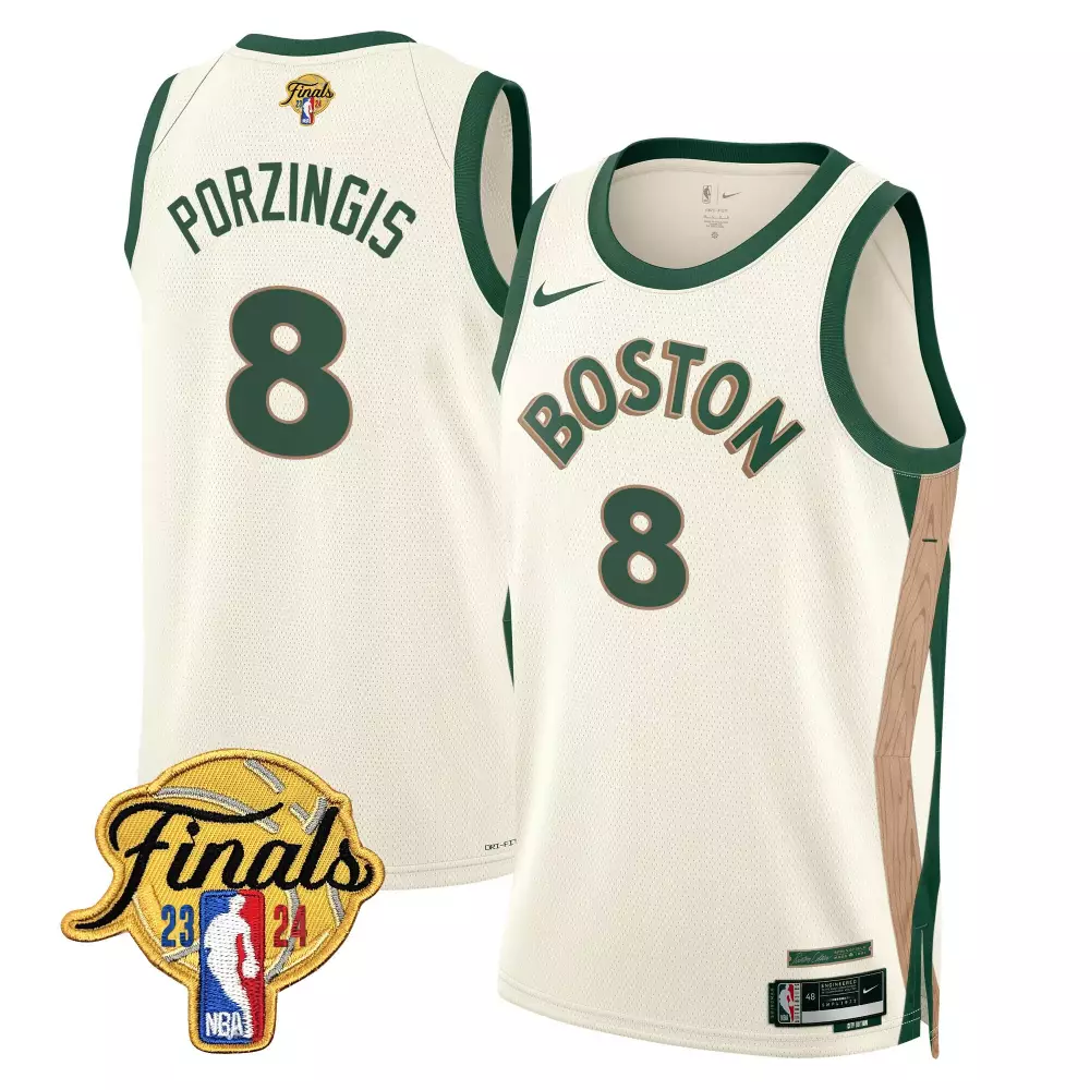 Kristaps Porzingis 8 Jersey Cream 2024 Finals Boston Celtics 2023-2024 Men Alternate