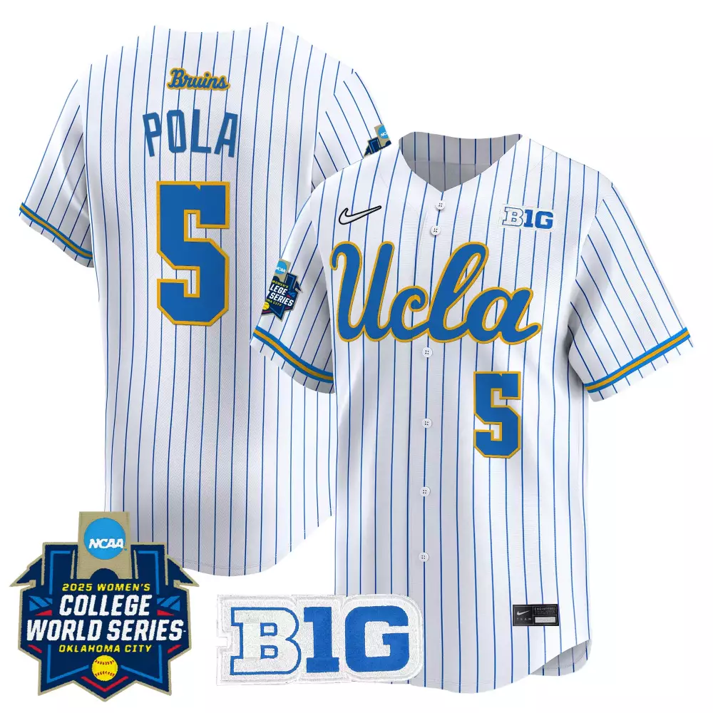 Pola Wcws 5 Ucla Jersey White 2025 Women's College World Series Big Women Blue Gold