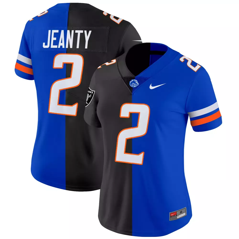 Jeanty Boise 2 Jersey Blue State Broncos Raiders Women Split Black Orange White Stitched