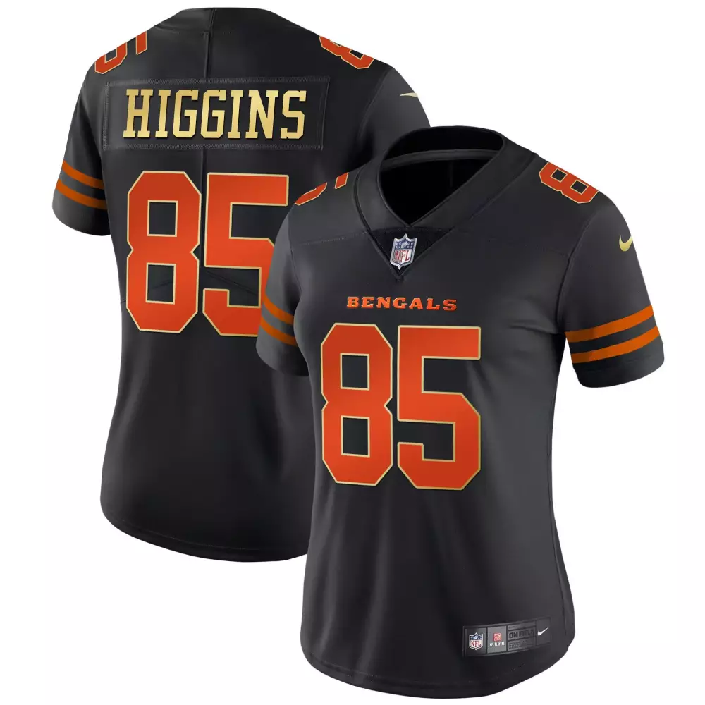 Tee Higgins 85 Bengals Jersey Black Women Replica Orange Gold All Stitched Vapor