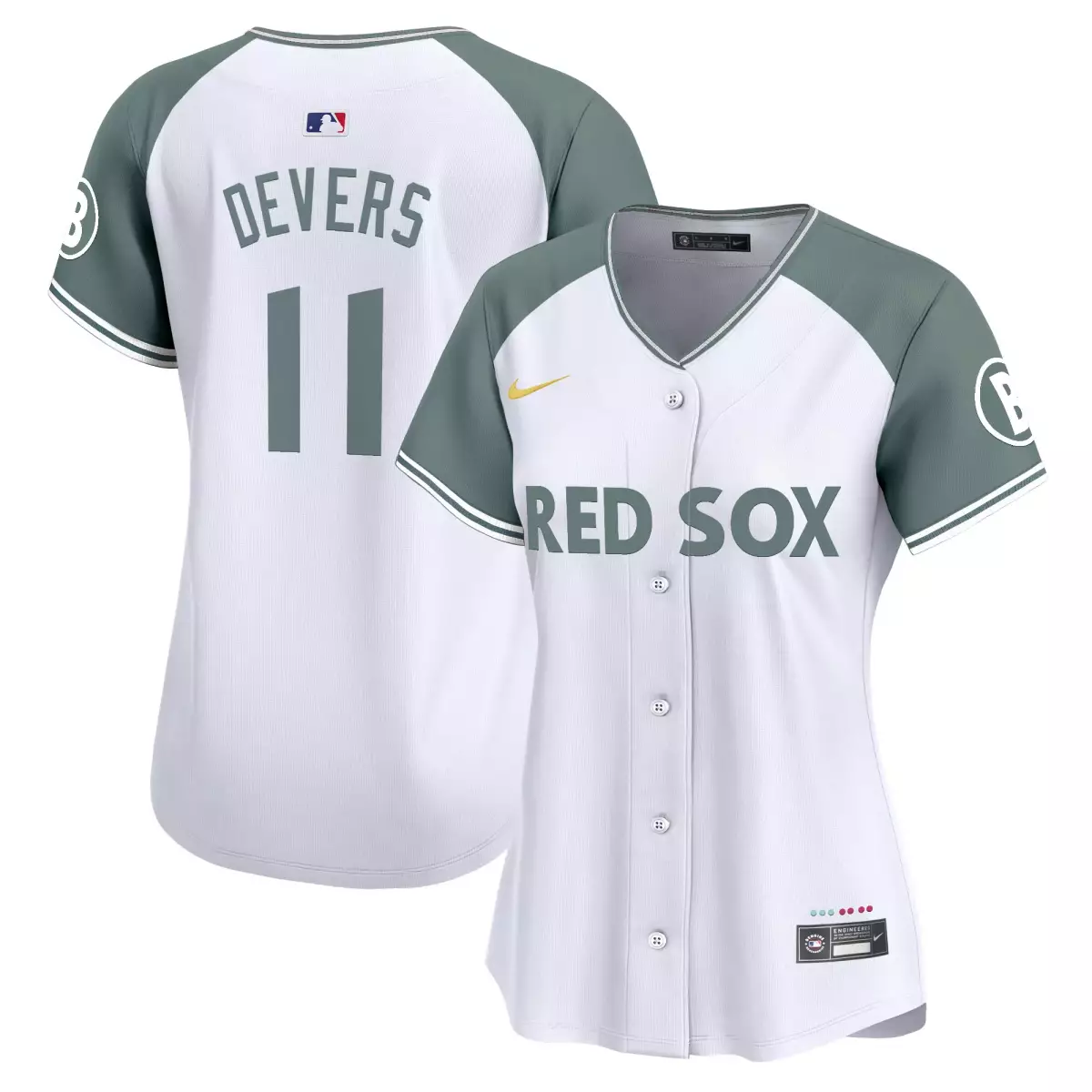 Rafael Devers 11 Red Sox Jersey White Men Button-up Grey Green Vapor Premier Limited