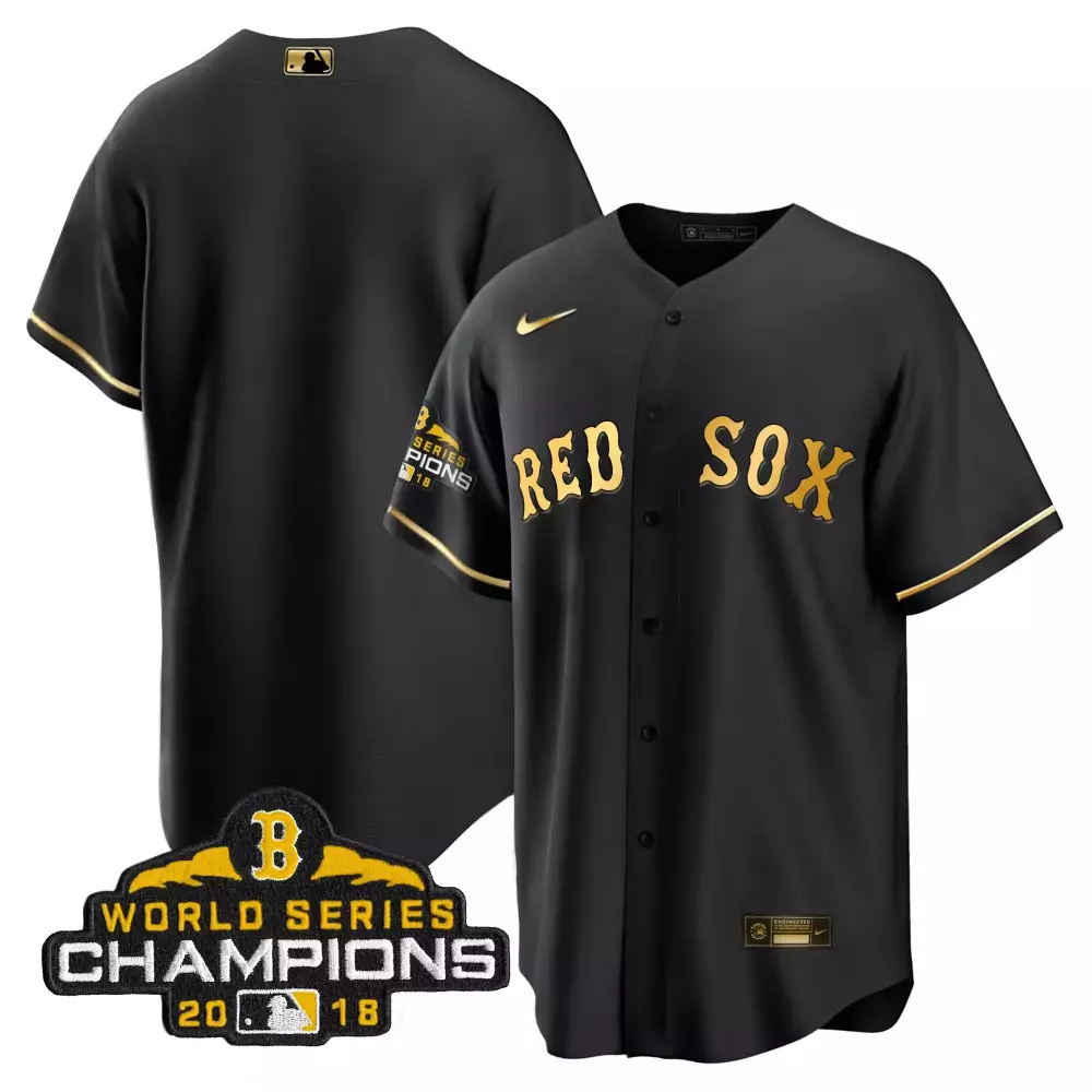 Pedro Martinez 28 Boston Red Sox Jersey Black 2018 World Series Champions Men Gold