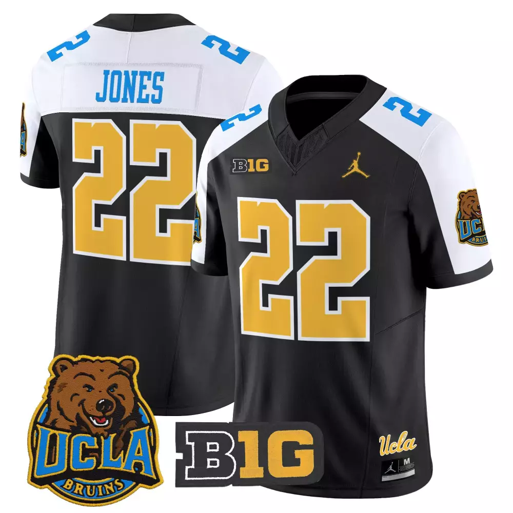 Anthony Jones 22 Ucla Bruins Jersey Black Big Ten Championship Men White Gold Vapor