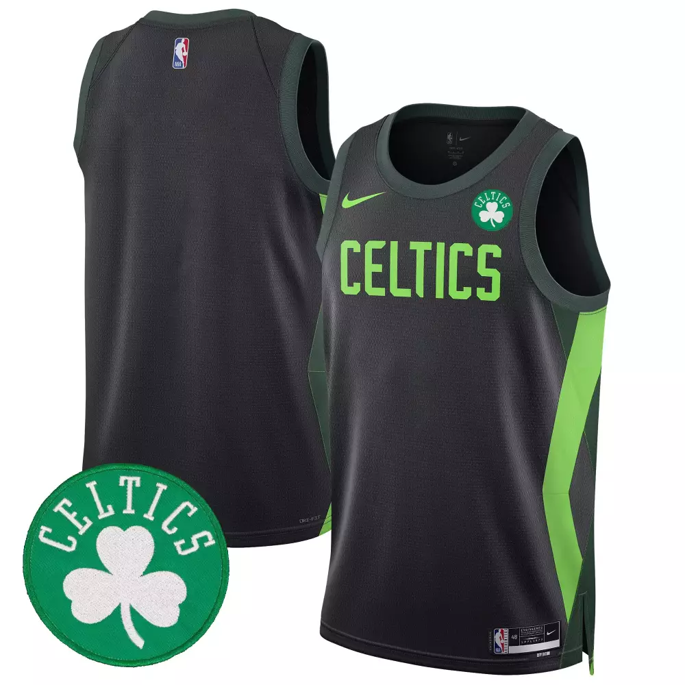 Boston Celtics Jersey Black Men Green Swingman All Stitched