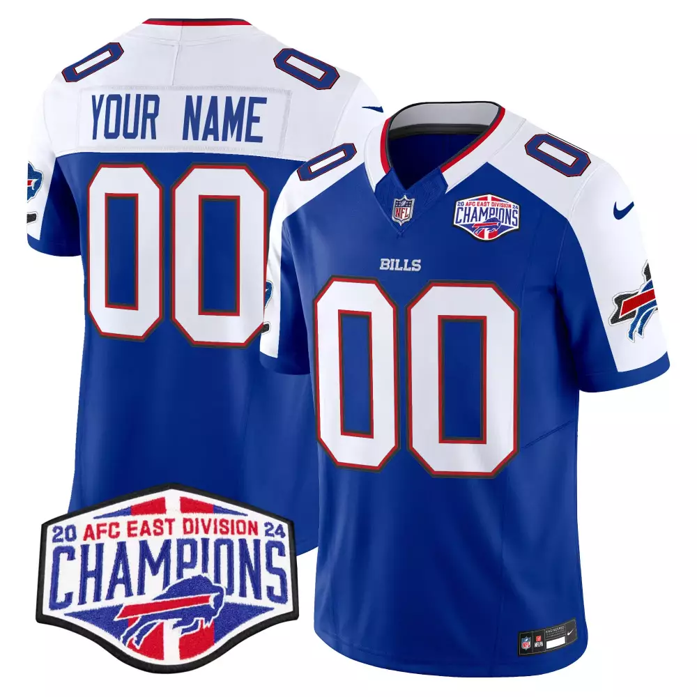 Custom Buffalo Bills Jersey Blue Men White Red Alternate Vapor Limited All Stitched