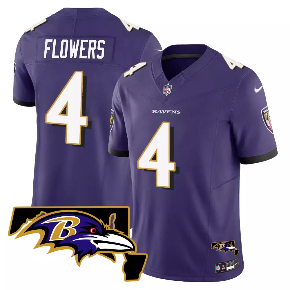 Zay Flowers 4 Ravens Jersey Purple Men Black White Vapor Limited All Stitched