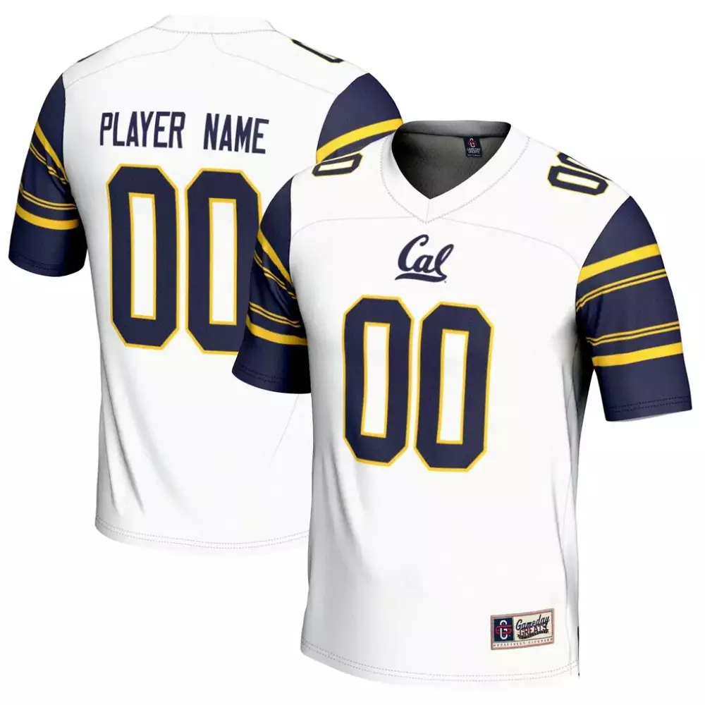 Cal Jersey White Men Navy Blue Yellow Gameday