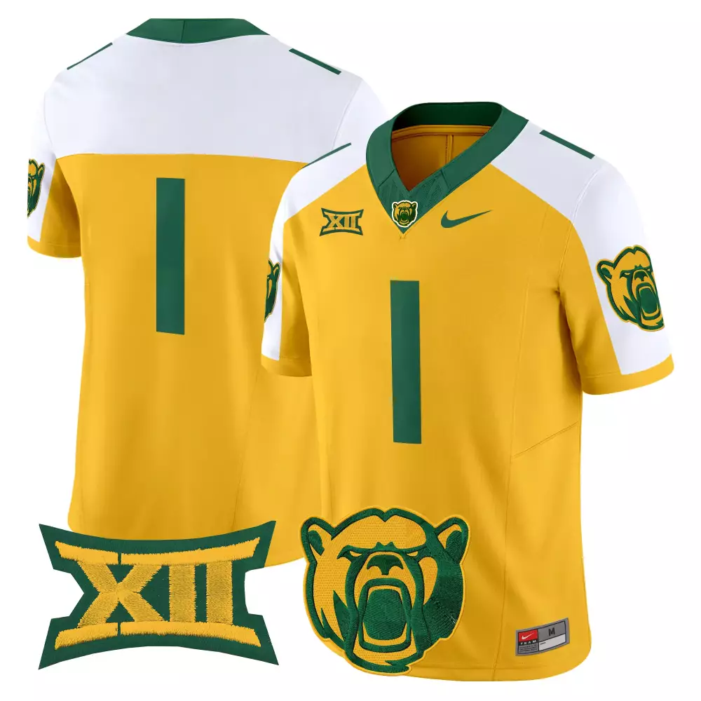 Baylor Bears 1 Jersey Gold Big Men Green White Vapor All Stitched Embroidered