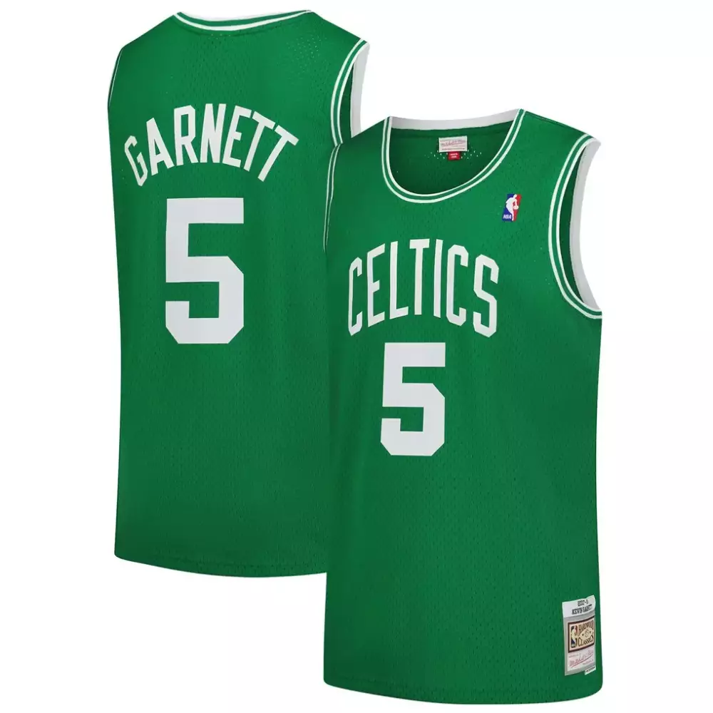 Kevin Garnett 5 Celtics Jersey Green Men Authentic White Hardwood Classics Swingman