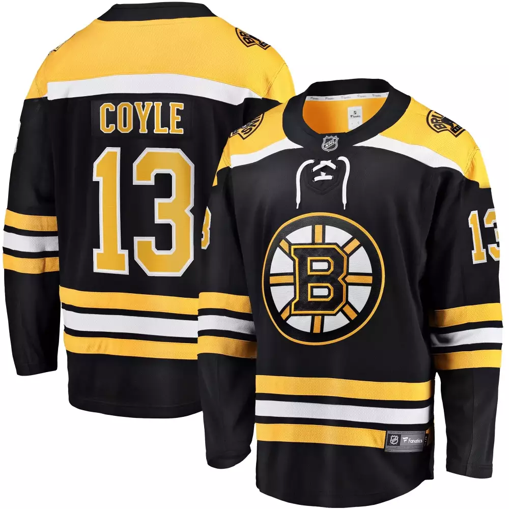 Charlie Coyle 13 Boston Bruins Jersey Black Men Ice Yellow White All Stitched Vapor