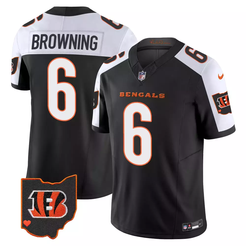 Jake Browning 6 Bengals Jersey Black Super Bowl Lvi Men Player White Orange Stitched