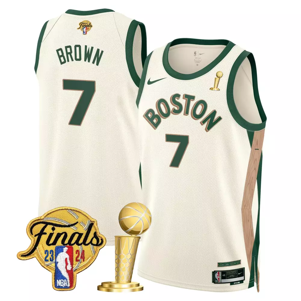 Brown 7 Boston Jersey White NBA Finals 2023-2024 Men Green Swingman All Stitched