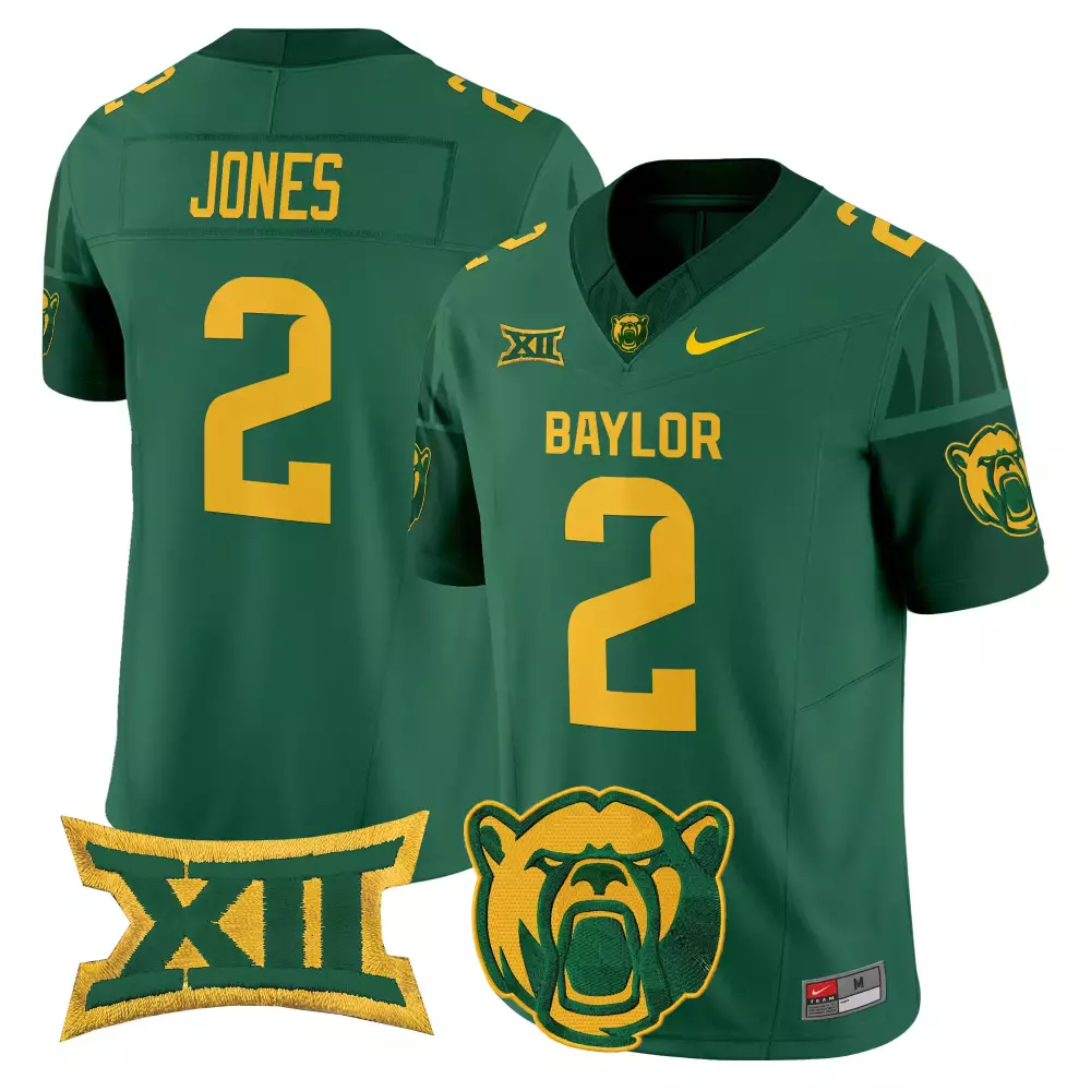 Jones Xii 2 Baylor Jersey Green Big Bear Men Yellow Vapor Limited All Stitched Embroidered