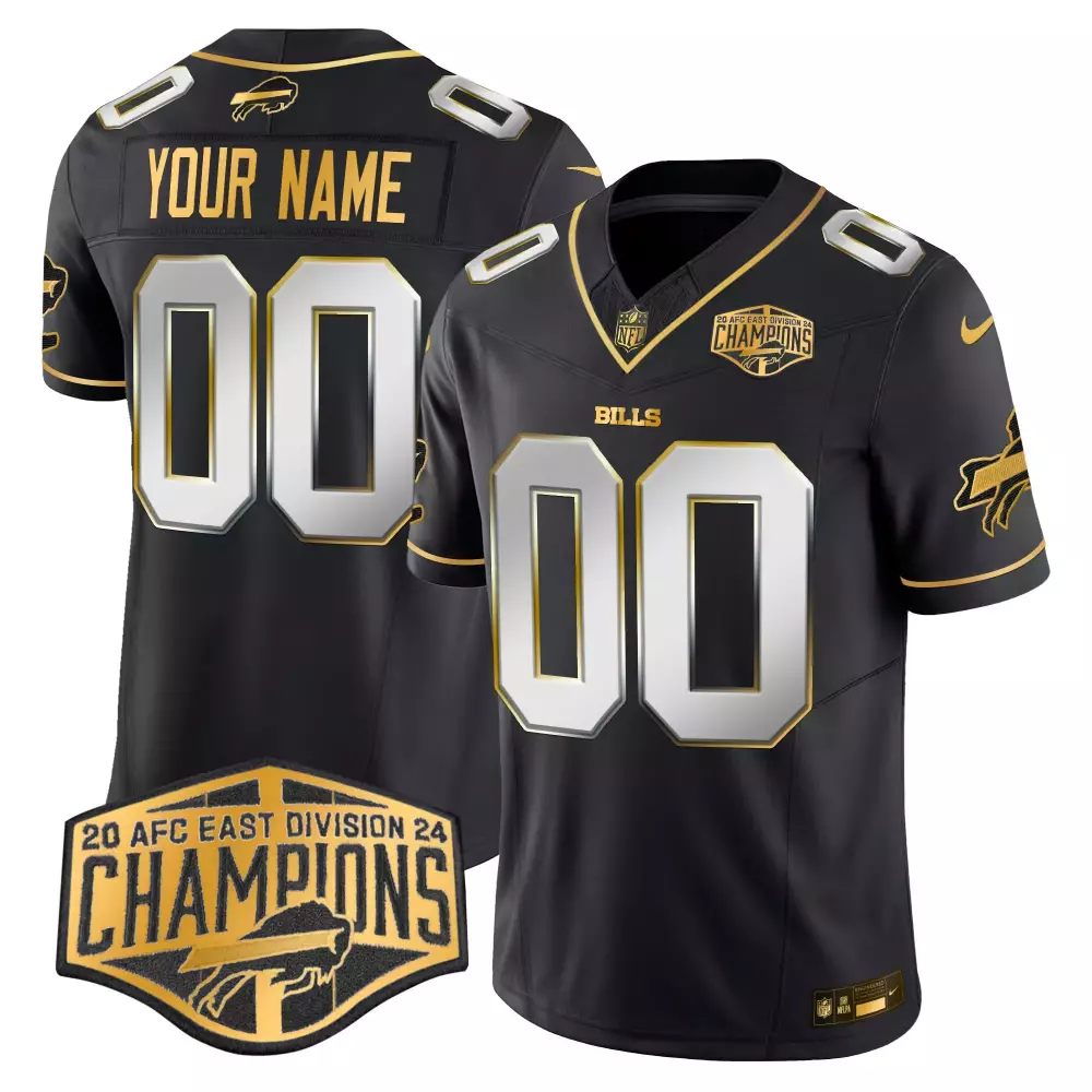 Custom Buffalo Bills Jersey Black Men NFL Gold Silver Limited Vapor All Stitched