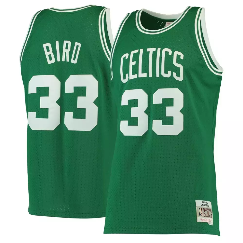 Larry Bird 33 Celtics Jersey Green Hardwood Classics Men White Swingman