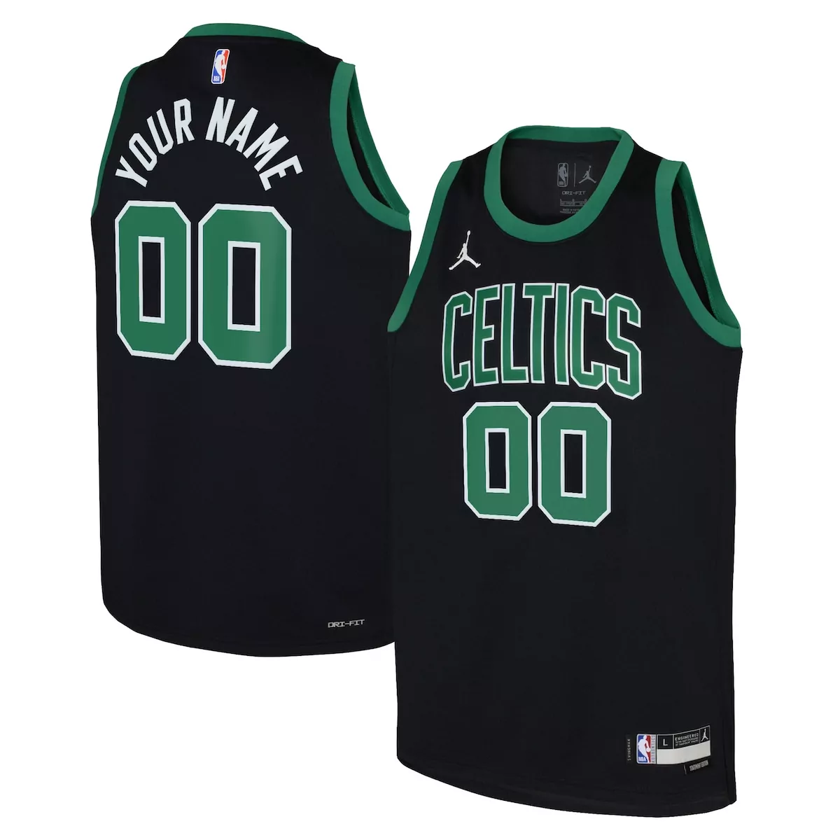 Custom Celtics Jersey Black Men Green White