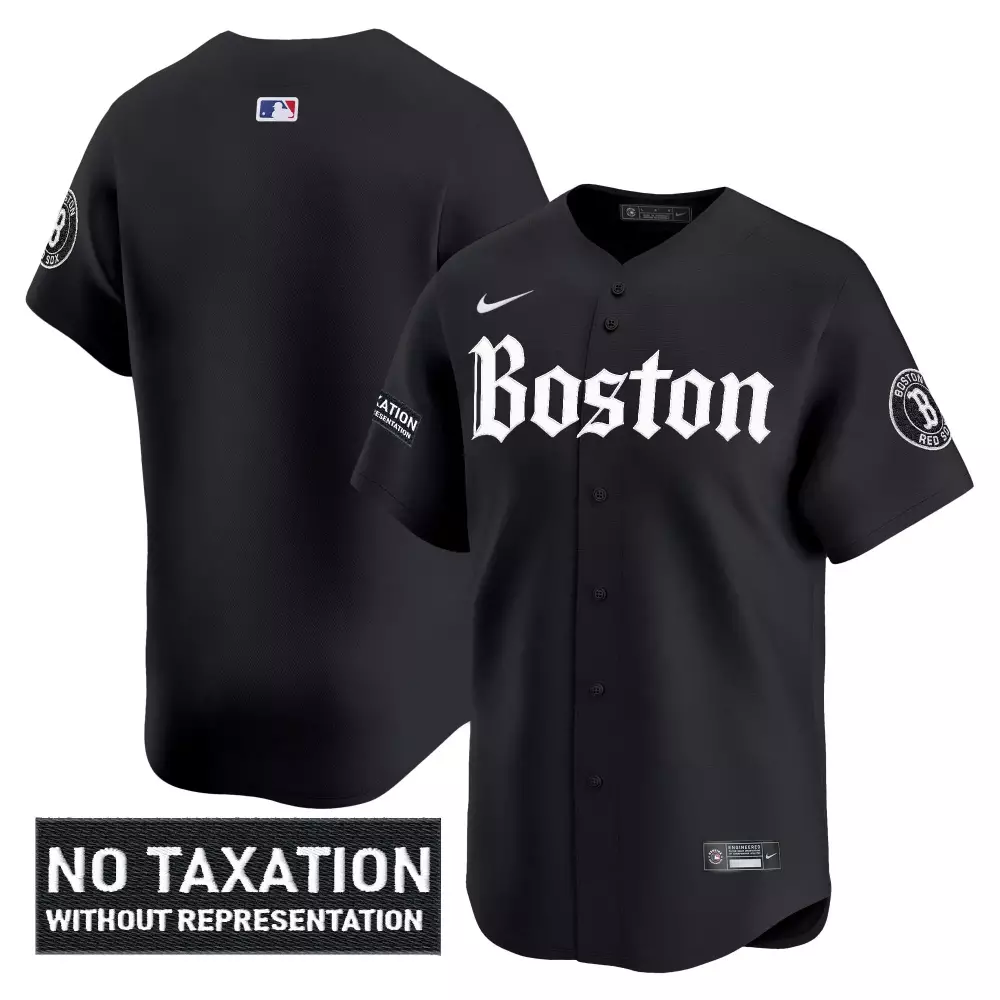 Custom Boston Red Sox Jersey Black No Taxation Without Representation Men White Vapor