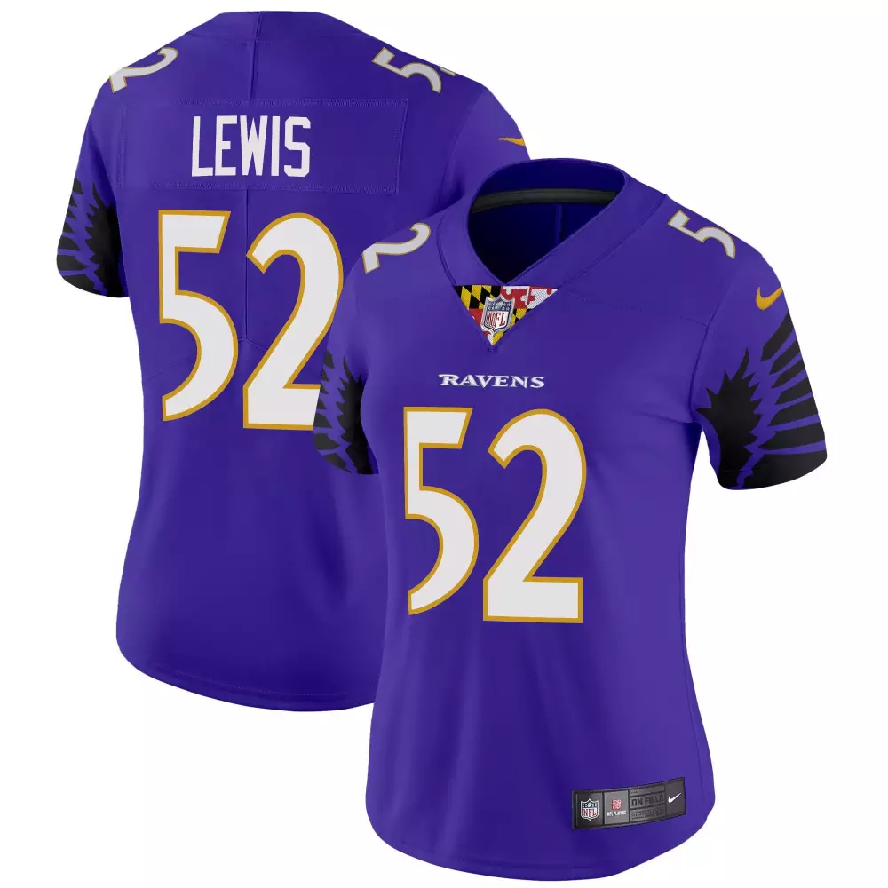 Ray Lewis 52 Ravens Jersey Purple Women Official Black White Gold Vapor Limited All