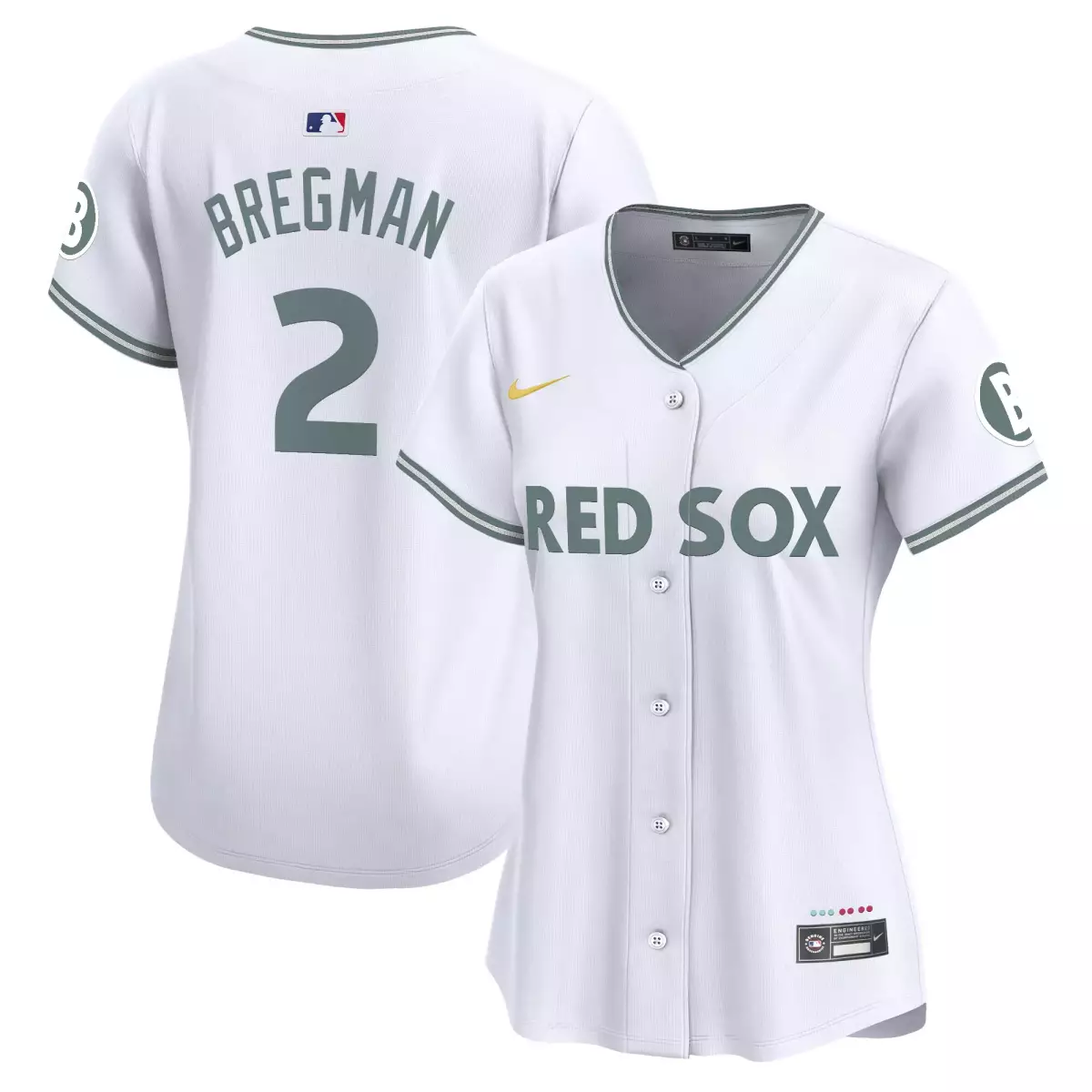 Alex Bregman 2 Red Sox Jersey White City Connect 2023 Men Gray Green Vapor Premier
