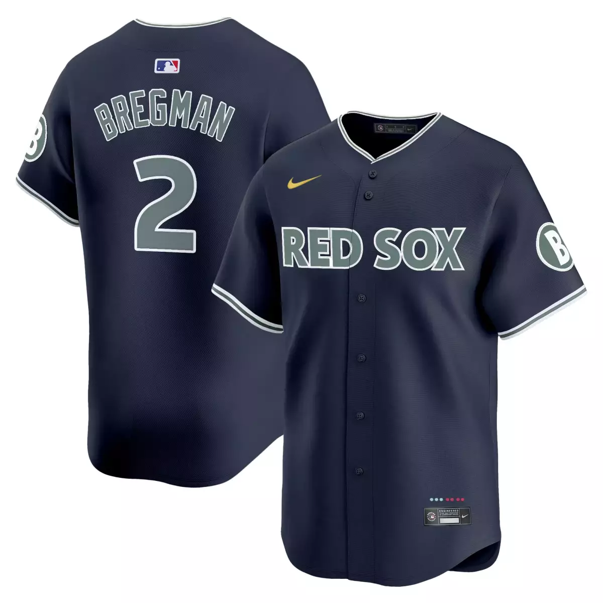 Alex Bregman 2 Red Sox Jersey Navy Blue Men White Green Gold Vapor Premier Limited