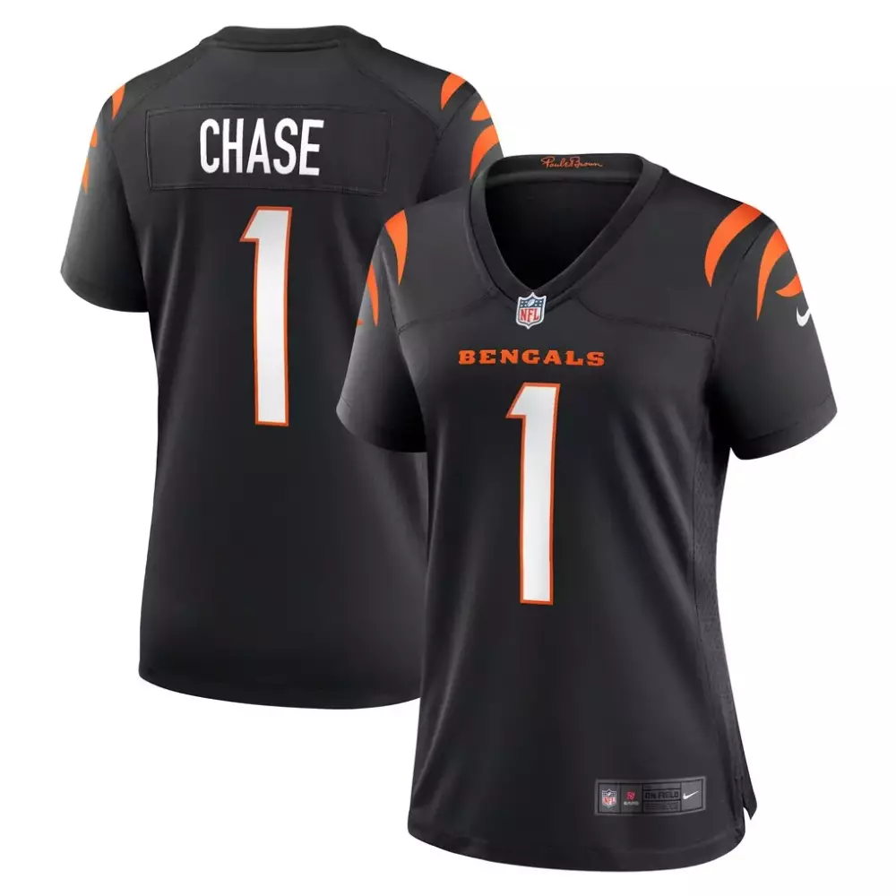 Ja'marr Chase 1 Bengals Jersey Black Women Orange Game