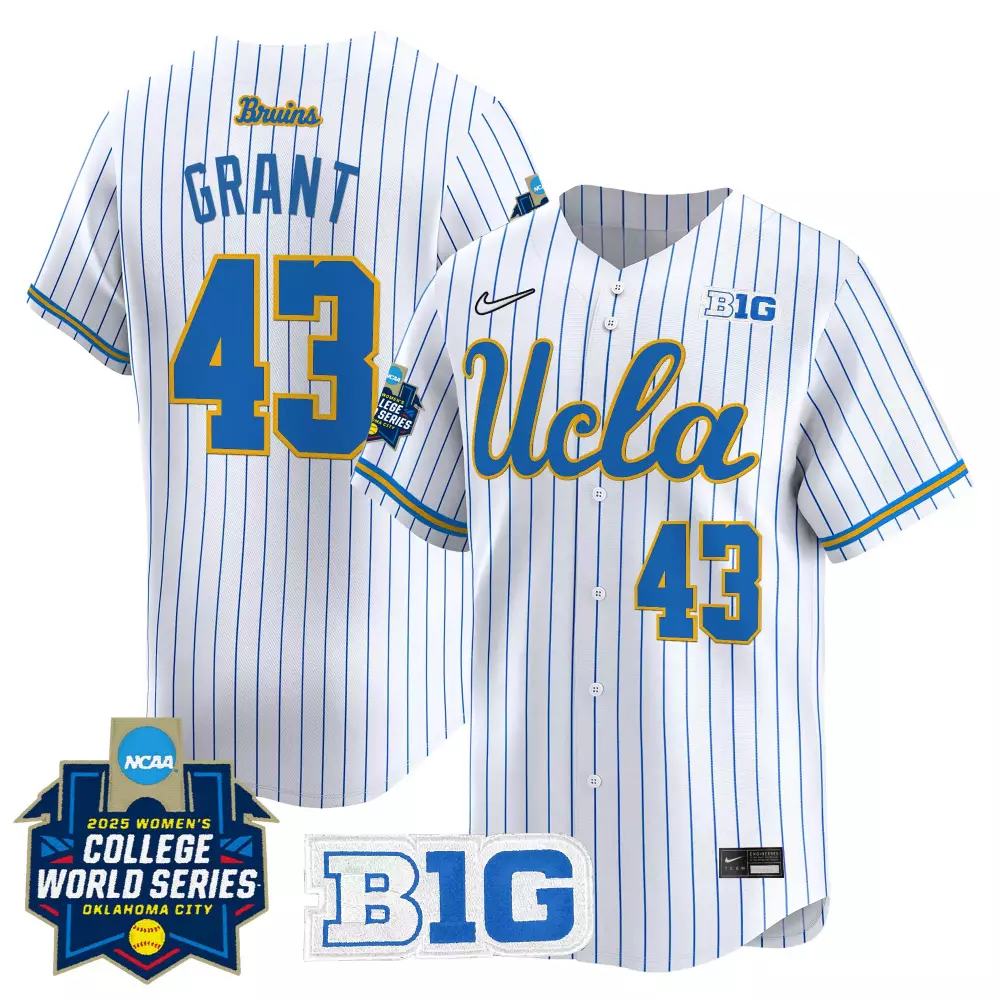Grant Wcws 43 Ucla Jersey White 2025 Women's College World Series Big Women Blue