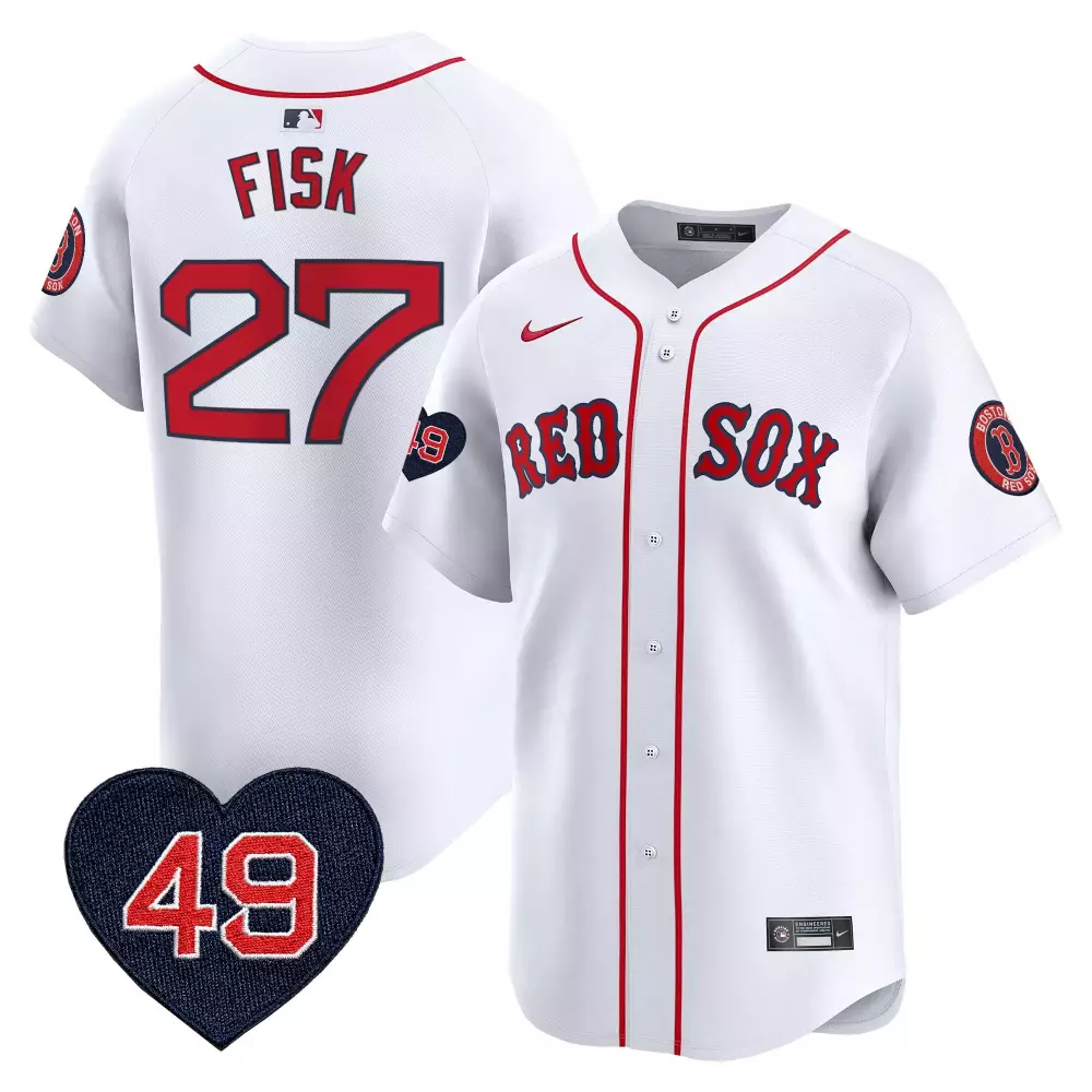 Carlton Fisk 27 Boston Red Sox Jersey White David Ortiz 49th Hall Of Fame Induction Heart-shaped Number 49