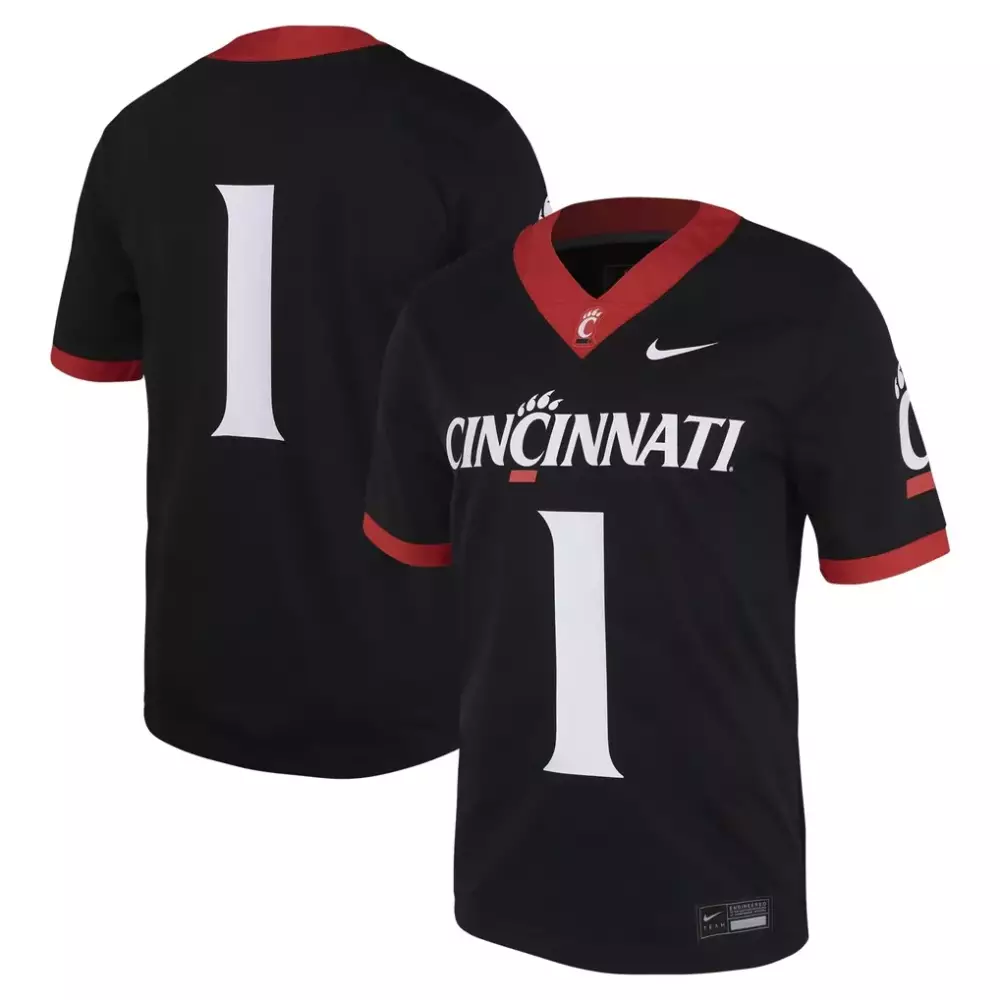Custom Cincinnati 1 Jersey Black White Red