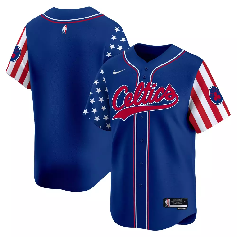 Custom Celtics Jersey Blue Independence Day Men Split Design Red White Vapor Premier