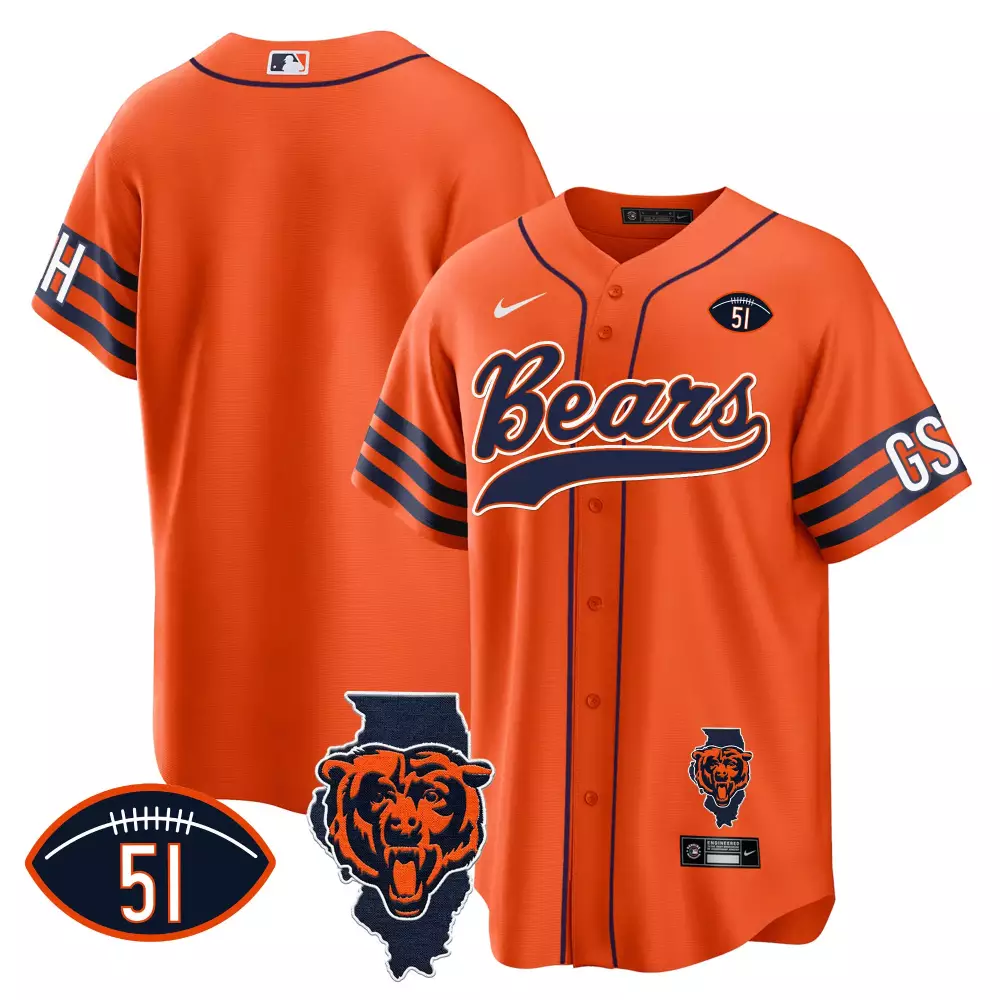 Gs 51 Chicago Bears Jersey Orange Men Navy Blue White All Stitched Vapor