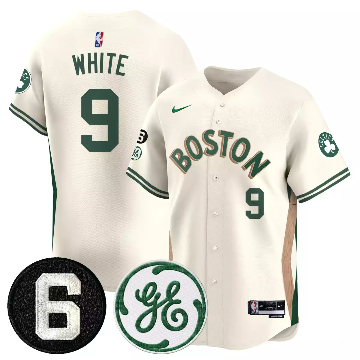 Derrick White 9 Boston Celtics Jersey Cream City Connect Ge Celtcs Men Green Tan