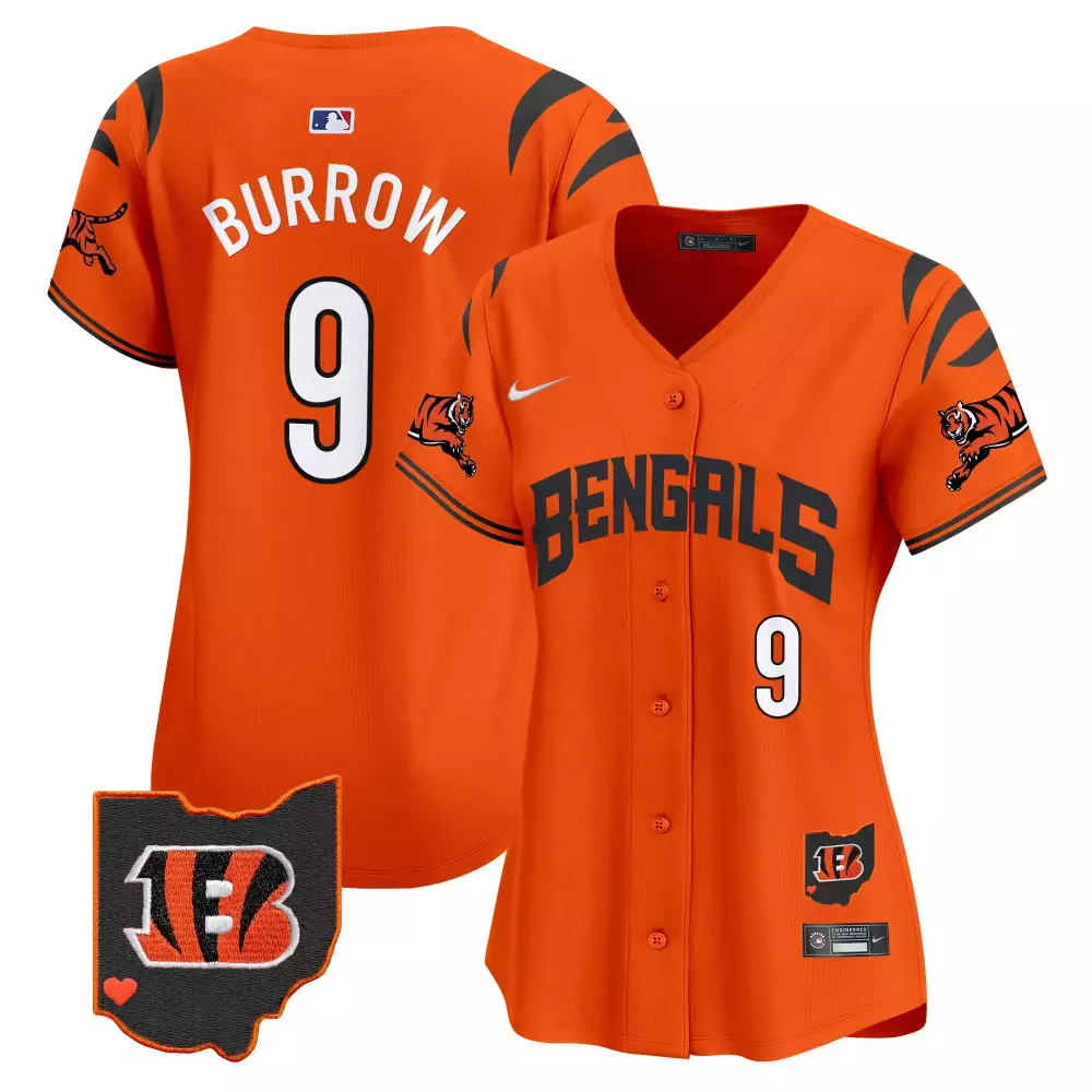 Joe Burrow 9 Bengals Jersey Orange Ohio Heart Men Black White Vapor Premier Limited
