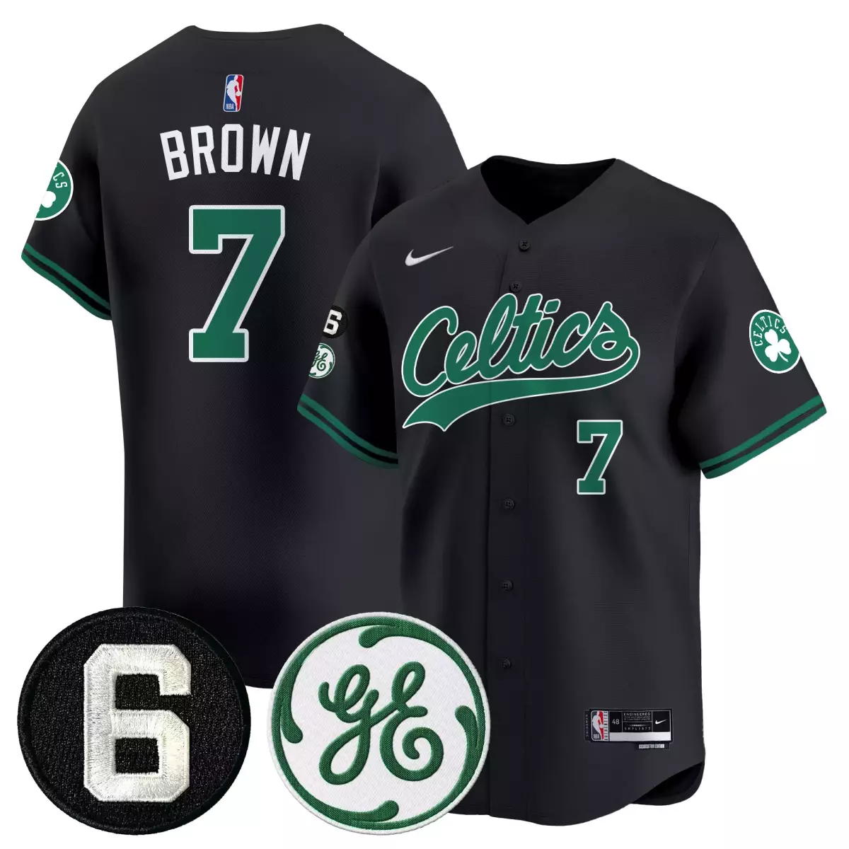 Brown 7 Celtics Jersey Black Ge Shamrock Men Green White All Stitched