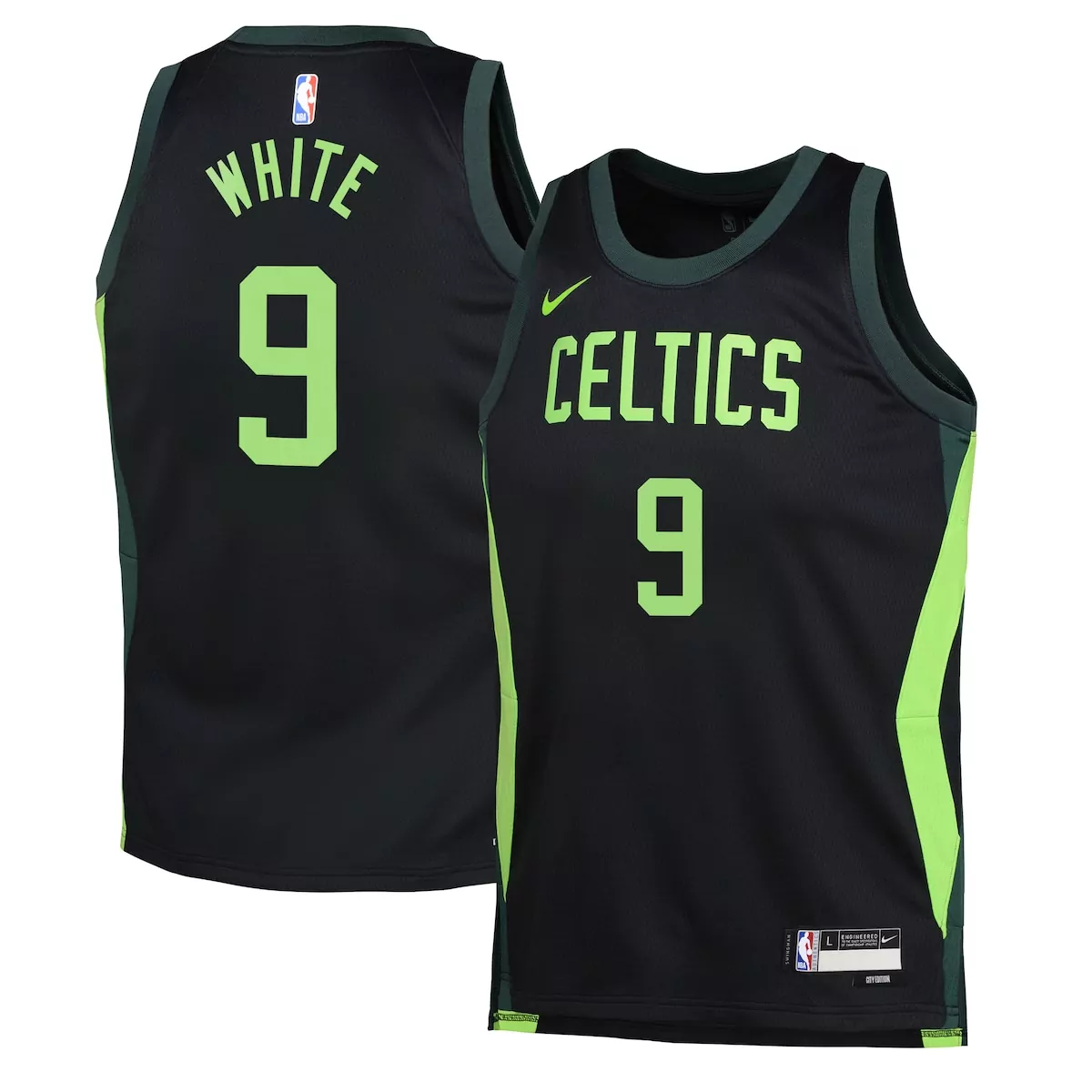 White 9 Celtics Jersey Black City Edition Men Standard Alternate Lime Green Dark