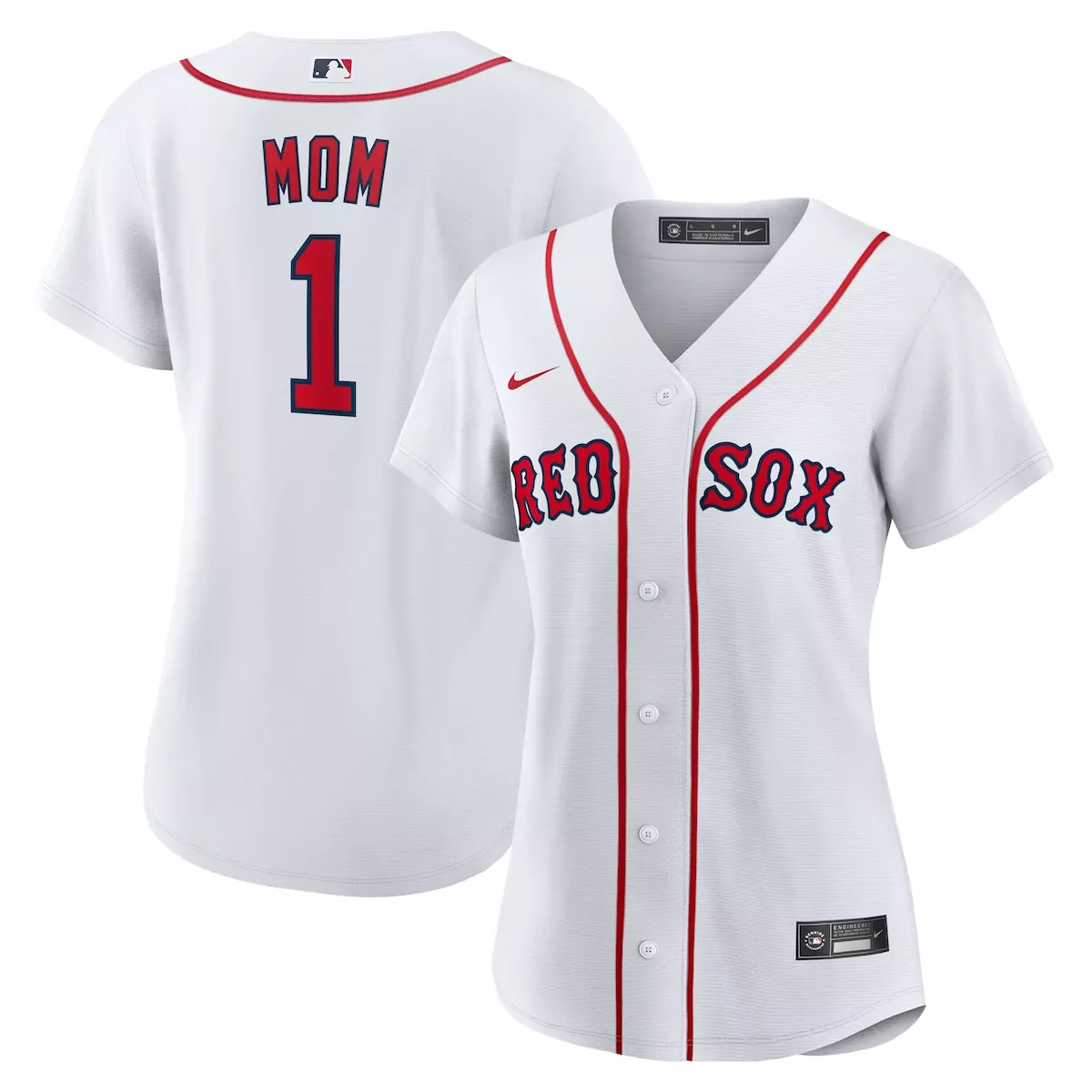Mom 1 Boston Red Sox Jersey White Women Navy Home