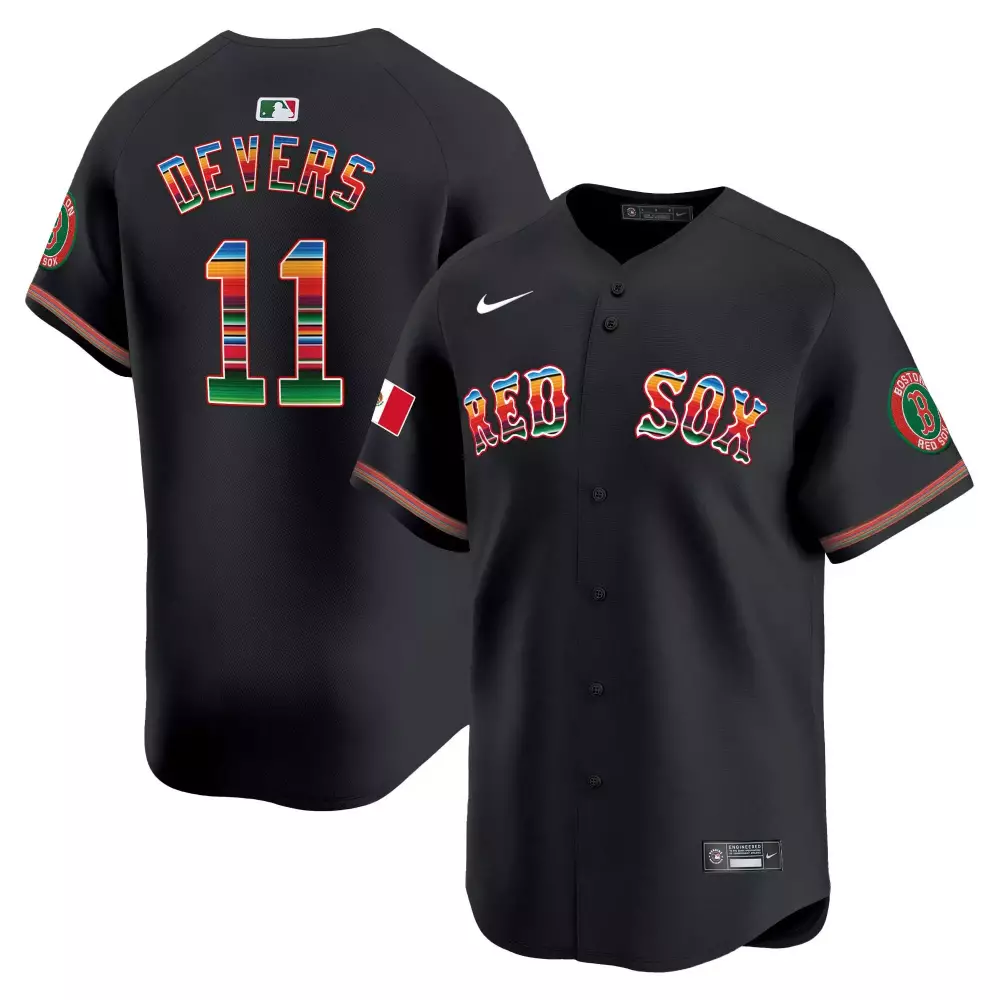 Rafael Devers 11 Boston Red Sox Jersey Black City Connect Mexico Flag Men Custom Design