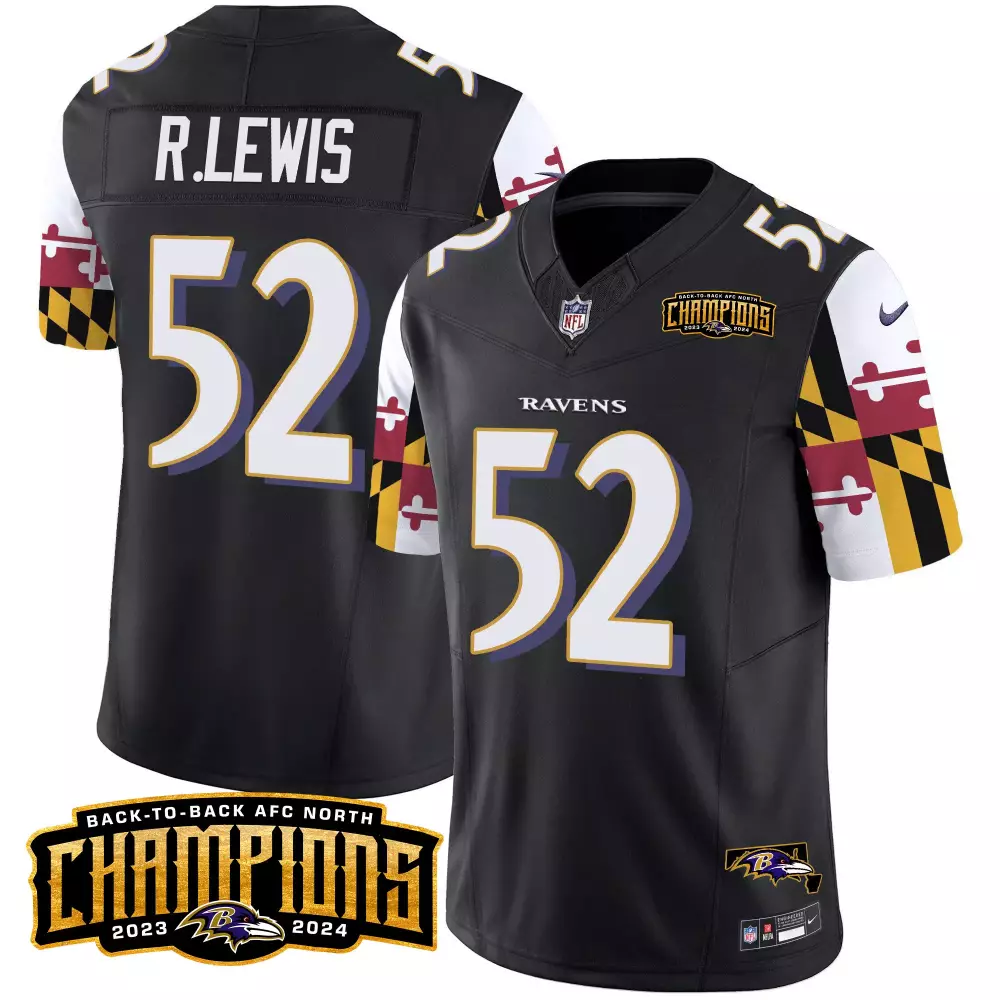 Ray Lewis 52 Ravens Jersey Black Men White Purple Vapor Limited All